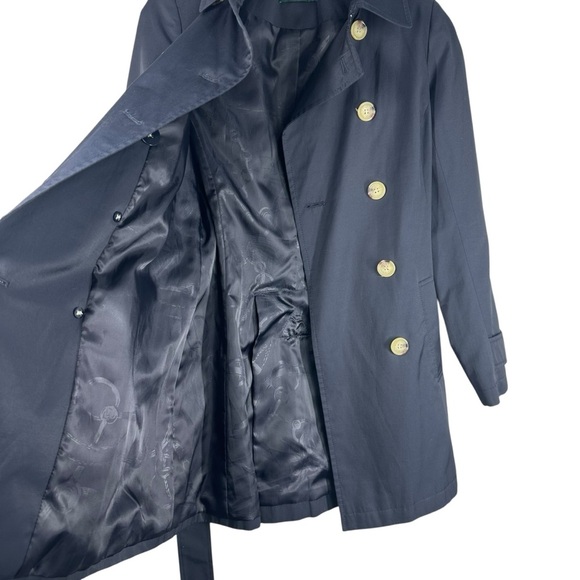 LAUREN RALPH LAUREN Navy Blue Double Breasted Trench Coat Women's XS - Picture 8 of 12